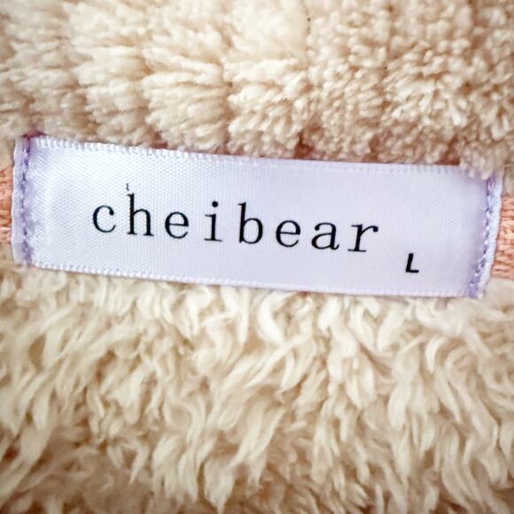 CHEIBEAR | Blush Light Pink Cableknit Style Fluffy Lounge Set Soft Plush | Large - Picture 4 of 11